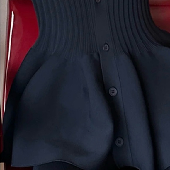 Commense Navy Ribbed Button-Up Blouse - Picture 4 of 6